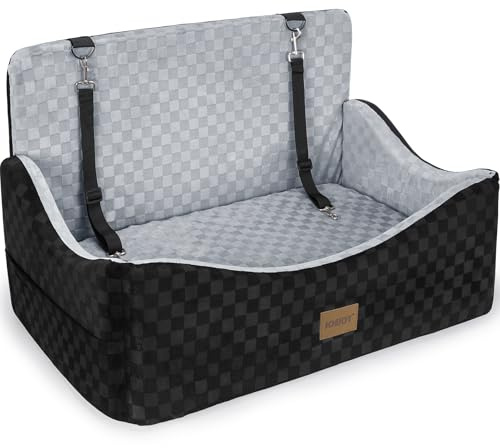 JOEJOY Large Dog Car Seat, Memory Foam Dog Booster Seat with Thick Cushion, Washable Pet Booster Seat for Medium Dogs, Pet Car Seat with Detachable Cover and Storage Pockets, Adjustable Straps