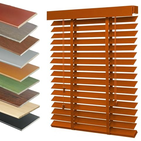 Genérico PPersianas de Madera 40cm 60cm 80cm 100cm 120cm 140cm 160cm para Ventana, sin Cuerdas, Oscuridad Total, Privacidad para Hogar Cocina Habitación(Marrón)