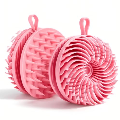 ZPTEE Silicone Body Scrubber, Double-Sided Shower Brush & Scalp Massager | Easy-Lather Spiral Bristles for Gentle Exfoliation, Hygienic Loofah Alternative for Sensitive Skin, Home, Gym & Travel