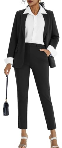 Kelyaa Women's 2 Piece Suit Set Business Casual Slim Fit One Button Blazer and Pant Suit for Office Work Professional Outfits,Black 4-6