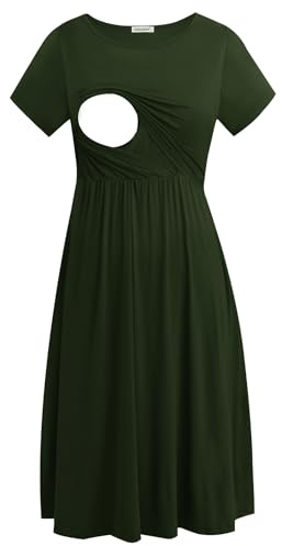 Smallshow Vestido para Premamá de Mangas Cortas Ropa Casual de Maternidad para Lactancia