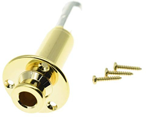 Dopro Copper Acoustic Electric Guitar Bass Mono Endpin Output Jack Strap Button Cylinder Jack Socket Gold