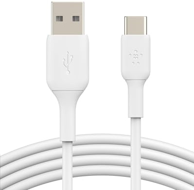 Belkin BoostCharge USB C charger cable, USB-C to USB-A cable, USB type C charging cable for iPhone 16, 15, Samsung Galaxy S24, S23, Google Pixel, iPad Pro, Nintendo Switch and more - 3m, White