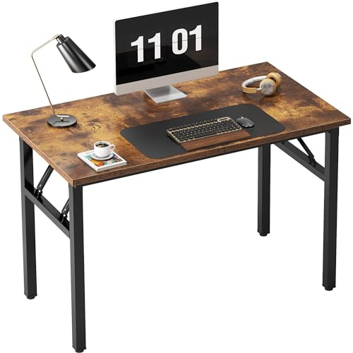 Need Small Folding Computer Desk, 39.4 Inch Writing Table, Rustic Brown