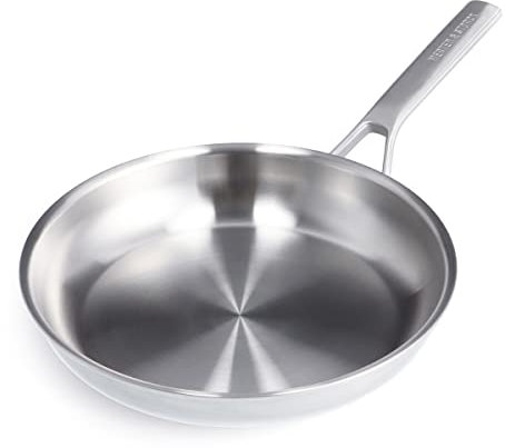 Merten & Storck Dreifach-Edelstahl Bratpfanne (26 cm), Induktion, mehrschichtig, backofenfest, Silber