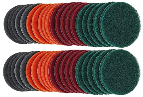 40PCS 3 inch Scrub Pads Headlight Restoration Kit VÉZAAR Scouring Pad Hook and Loop Car Hub Cleaning Auto Painting Polishing Sanding Discs 180 320 800 1500 Grit
