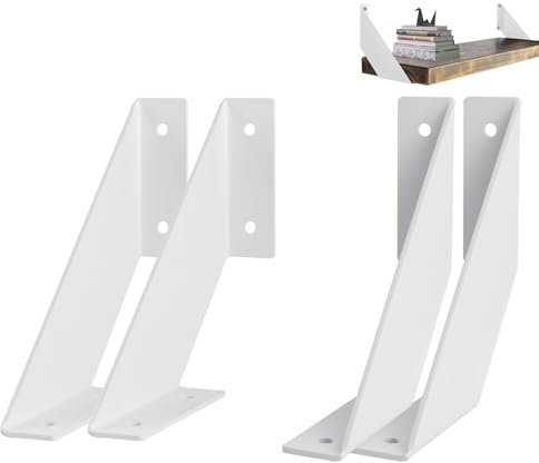 DBREAKS Regalhalterung weiß, Regalwinkel Schwerlast, 15cm Winkel Regal, Rregalbrett Halterung, Wandregal Halterung, Regalträger Metall 4 Stück