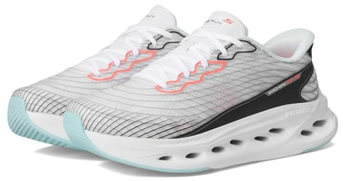 Skechers MAX Cushioning Glide Step Sapphire - Tenis sin Cordones para Mujer, Blanco/Multicolor, 38 EU