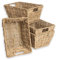 Vencier Set of 4 Handwoven Seagrass Storage Baskets – Natural Wicker Organizer Baskets with Handles for Shelves, Bathroom, Bedroom, and Home Office – Nesting Design for Space-Saving Storage