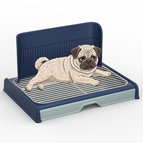 Upgrade Dog Potty Tray with High Wall,23.62X18.5Pee Pad Holder,Litter Box for Pet,Mesh Training Holder for Puppy and Small Size Dog,Housebreaking Supplies, Pet Products (Blue)