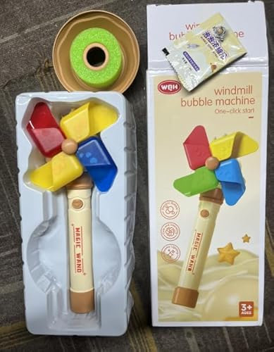 GuKKK Windmühle Seifenblasenstab,Wiederaufladbarer Elektronische Seifenblasenmaschine Kinder mit Seifenblasenlösung,Glühende luftblasen Maschine, Outdoor Bubble Toys für Kinder Geburtstag/Party
