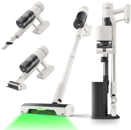 roborock H60 Hub Aspiradora Sin Cable con Base de Vaciado Automático, Batería Extraíble de hasta 60 min, 115 AW para Pelo de Mascotas, Cepillo Antienredos Multisuperficie, Luz LED Verde