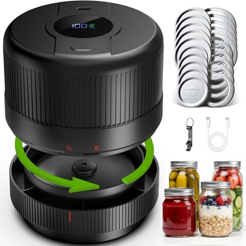 Wothfav Vakuumierer für Gläser | Elektrisches Mason Jar Vakuum Sealer für Breite und Normale Öffnung | Tragbares Vakuumiergerät für Gläser | Geschenke für Sie, Mama, Oma, Schwarze Upgrade-version