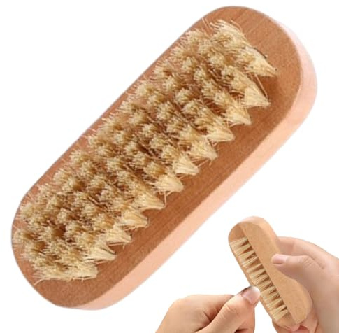 Spazzola per unghie con 2 lati, strumento in legno con setole di cinghiale, per manicure e pedicure, per saloni di bellezza, centro benessere, dormitorio, casa, bagno, adulti e anziani