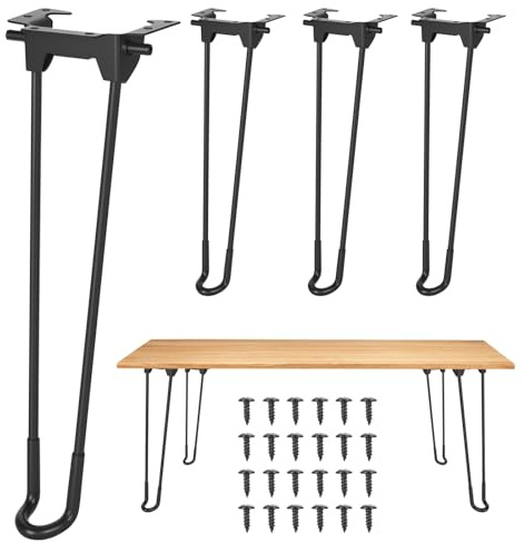 SiGuLiKeJi 4 Pcs Foldable Hairpin Table Legs, 32cm/12.6 inch Hairpin Legss, Coffee Table Legs Metal Furniture Feet for Tables Breakfast Bar Cabinet Chair Desk Sofa Bench Leg