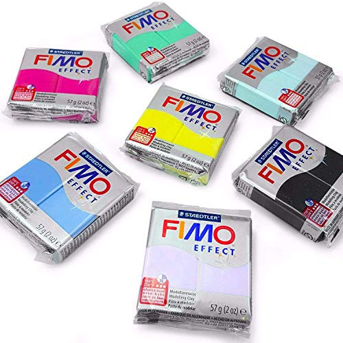 Fimo, Modelliermasse, 57 g, Set mit 7 Teilen, Edelstein Finish
