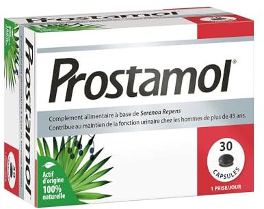 Prostamol - Complément alimentaire à base de serenoa repens, qui contribue au fonctionnement normal du système urinaire pour l'homme - 30 Capsules Molles