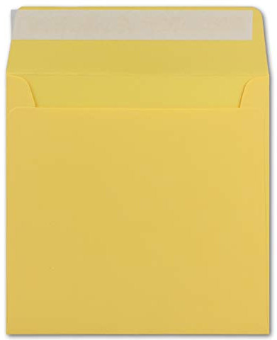 50 Quadratische Brief-Umschläge Honig-Gelb - 15,5 x 15,5 cm - 120 g/m² Haftklebung stabile Kuverts ohne Fenster - von Ihrem Glüxx-Agent