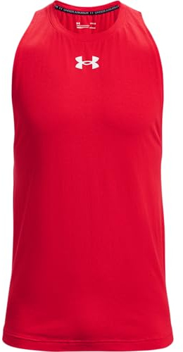 Under Armour UA Baseline Cotton Tank Camiseta de deporte para hombre, camiseta para hombre para jugar al baloncesto, color rojo/blanco/blanco