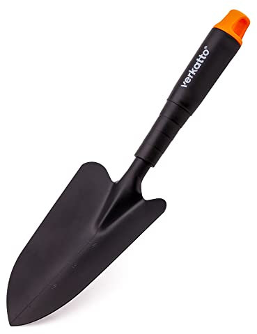 Mivos Palita de Jardinería Pequeña de Acero - Pala de Jardín de Mano para Plantar y Trasplantar - Transplantador de Jardín – Paleta de Jardinería 33 x 8 cm - Negro