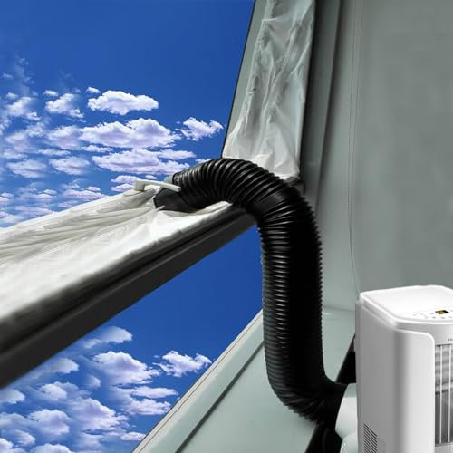 HKF HO KI HO 400CM Window Seal for Mobile Air-Conditioning and Tumble Dryer, Universal AC Window Kit for Hot Air Stop,Portable Window Kit No Drilling with Zip and Adhesive Fastener