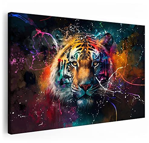 Artmazing | Tiger Bild | Bild Tiger Leinwand | Pop Art Bilder | Tigerbilder Modern | Poster & Kunstdrucke | Wandbild Tiger Deko XXL | Kunstdrucke Leinwand | Tiger Bilder | Bild XXL | Wanddeko Poster