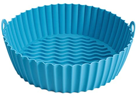 Novent Pentola per friggitrice ad aria in silicone | Vassoio rotondo resistente al calore | Cestino per frutta riutilizzabile per frigorifero, friggitrice ad aria calda, compagno per forno a microonde