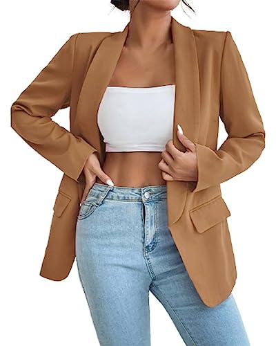 L9WEI Revers kontor blazer dam elegant enfärgad business blazer långärmad slim fit höstjacka