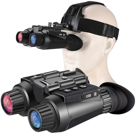 ZIYOUHU Digital mörkerseende glasögon infraröd nattvision kikare huvudrem monterad hjälm nattkamera för 100 % fullständigt mörker jakt ta foto 1080P video från 300 m 984 fot/300 m
