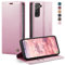 caseme Funda para Samsung Galaxy S21 5G Libro Fundas con Tapa Móvil Cuero Carcasa Magnética Tarjetero Soporte Protector Flip Cartera Antigolpes Case para Samsung Galaxy S21 6,2'' - Oro Rosa