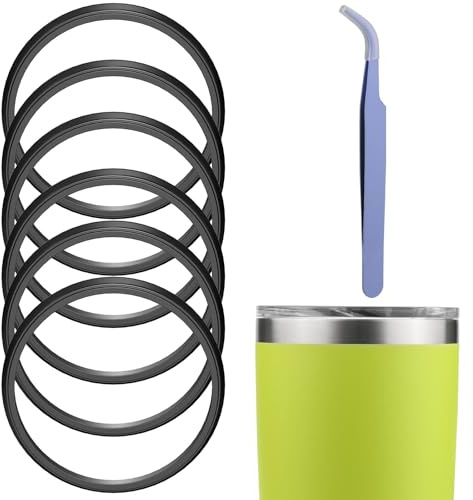 Dichtungsersatz, kompatibel mit Yeti, 6 Stück, 590 ml, Deckeldichtung, kompatibel mit Yeti Edelstahl-Isolierbechern, Silikon-O-Ring-Teilen mit Pinzette