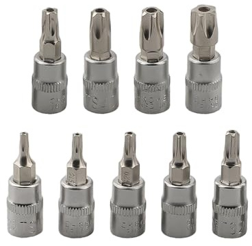 9 st 5-punkts Star Torx-skruvmejsel bitsats för 1/4 tums hylsa Pentalobe TS10 TS15 TS20 TS25 TS27 TS30 TS40 TS45 TS50 verktyg