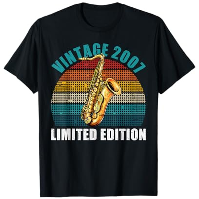 Vintage 2007 19 Years Old Saxophone Player 19th Birthday T-Shirt