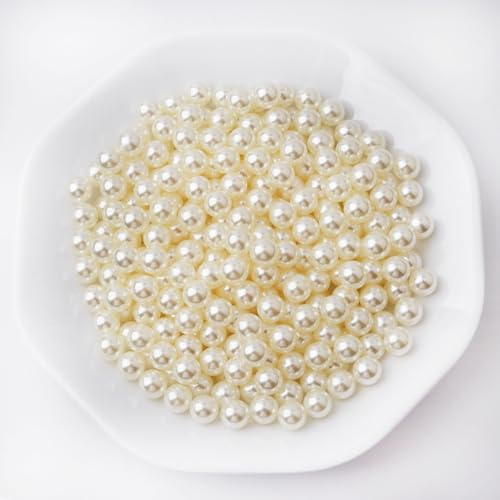 Yixuan Rotonde Perle Lucide Eleganti, 300 Pezzi 10mm Perle di Plastica da Senza Fori, Perle Finte per Riempimento Vasi, DIY, Decorazioni Matrimonio, Tavola, Casa (Avorio 10mm)