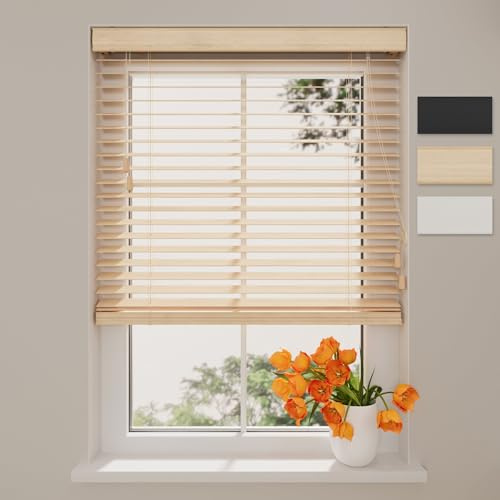 DTCH® Tenda veneziana interna in legno natura 100 x 240 cm (LxA), lamelle da 50 mm in legno di paulownia, disponibile in larghezze da 50 a 250 cm, veneziana da interno, tende per finestre