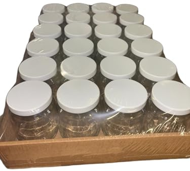Beekeeping Supplies UK Ltd - 1lb Honey Jar - Jam Jar - 454g Round Food Jars with White Plastic Lids - Pack Of 24 - Made in UK