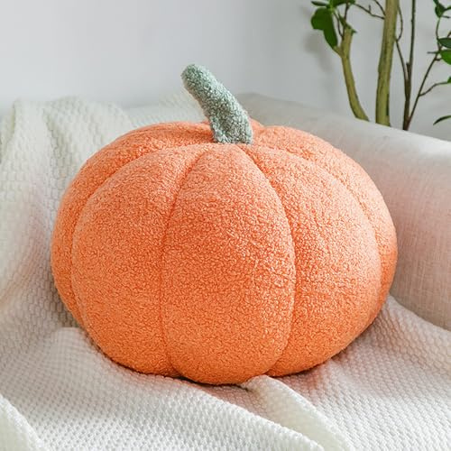 GYCF Cuscino Zucca Autunnale, Halloween Zucche Decorazioni Cuscini Peluche Morbido Pile Sherpa, Cuscino Sagomato 3D Zucca per Divano Camera da Letto,A03,20CM