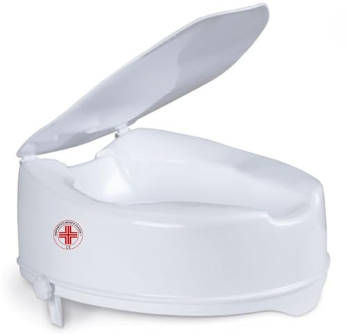 REMEDIA ONE Rialzo WC per Anziani con Coperchio, Bianco, 14 cm