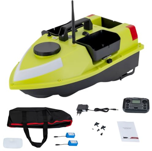 Poyujkyhr Barco de cebo con control remoto de 600 m, barco de alimentación con GPS y retorno automático, barco RC 99 posiciones, cebo de pesca, 7 colores, LED, 5200 mAh, 90 min, impermeable, doble