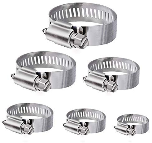 Tuyau Clips, 36 pièces réglable 6–51 mm Gamme en acier inoxydable Colliers de serrage Assortiment de 8 tailles pour famille Tuyau d'eau, réservoir de gaz, tube d'automobiles, etc.