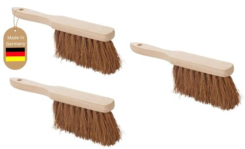 Novaliv 3X Handfeger KOKOSBORSTEN Autohandfeger Besen weiche Borsten Kokosfeger Industriehandfeger Auto Schneebesen Holz Hand Brush Handfeger Grob Handfeger Campen Besen Auto Handfeger Draußen