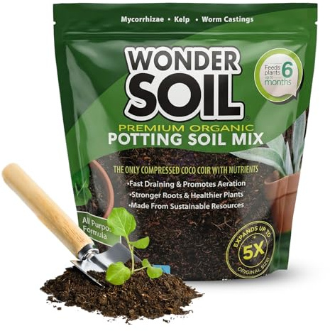 WONDER SOIL | Organic Potting Soil | 12 QUARTS of Ready to Plant Coco Coir Fully Loaded with Nutrients | 3 LBS Bag Expands to 12 Quarts of Indoor Outdoor Soil | Incl Worm Castings, Perlite
