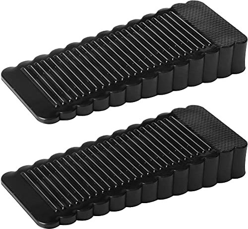 Door Stops, 2 Packs Rubber Door Stop Non-Slip Silicone Door Wedge Stoppers for Multi Floor Suitable for Interior Bathroom, Kitchen, Children's Room Door, Offices (Black)
