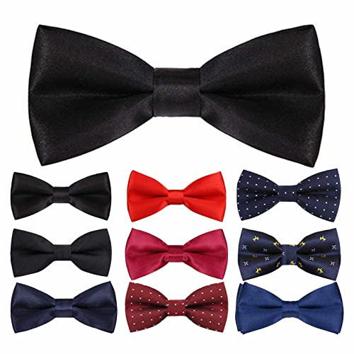 Probuk Générique Noeud Papillon Enfant,Noeud papillon pré-noué pour garçon Noeuds papillon ajustables unis fantaisie,Noeud papillon gabardine de smoking solide,Polka dot
