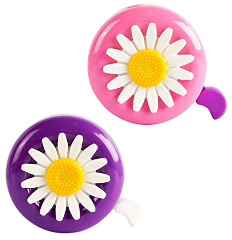 2 pièces de Cloches de vélo pour Enfants, Cloches de vélo à Fleurs, Jolies Cloches pour Tout-Petits, adaptées aux garçons et aux Filles, Accessoires idéaux pour Les vélos pour Enfants (Violet, Rose)