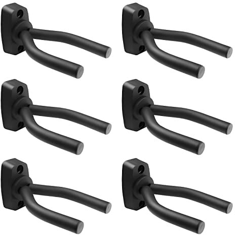 Fousenuk 6 stück Gitarrenhalter Wandhalter, Gitarren Haken Schwarz Gitarrenständer Wand Halterung, Gitarren Wandhalterung für Akustikgitarre, klassische Gitarre, E-Gitarre, Bass, Ukulele