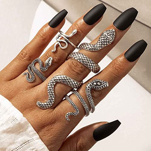 Clataly Vintage Schlange Offene Ringe Kristall Kreuz Index Finger Ring Pintail Ring Schmuck Geschenke für Frauen und Mädchen (Silber)