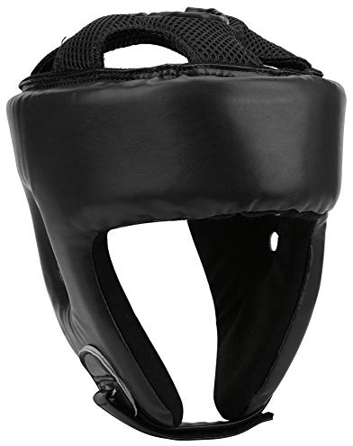 KIMISS Casco da boxe in PU, protezione per la testa di Sanda Kickboxing, regolabile, per allenamento, colore nero, taglia L (nero)