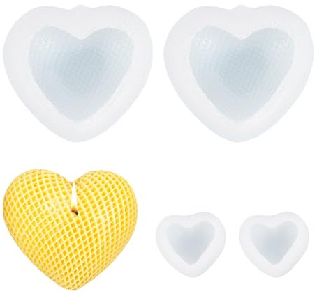 Drufoful 4 Stück Silikonformen Gießformen Herz, Kerzenformen zum Gießen Herz DIY Silikon Gießform Herz für DIY Seife, Fondant, Schokolade, Kuchendeko