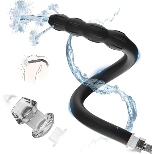 BDSMJOY Po Dusche 51cm mit 4 Analkugeln,Analdusche mit Anal Tunnel Plug,Einlauf Klistiere zur Darmreinigung Intimdusche erotisches Sexspielzeug für Paare extrem sex (Schwarz)